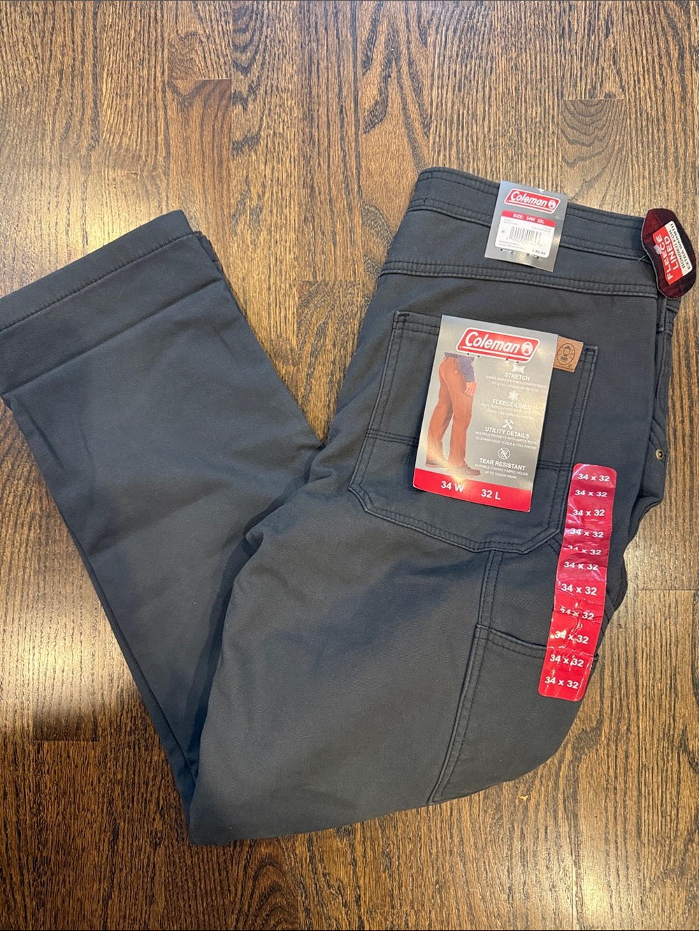 Coleman Men's Charcoal Utility Chinos 34x32 work pants lined